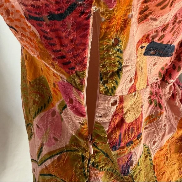 Kourt Robbie Palm Eyelet Puff Sleeve Mini Dress - Tropical Print - Size Medium - Picture 8 of 13